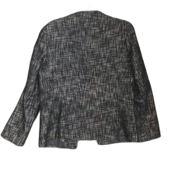 Coldwater Creek Blazer Women Size 10 Navy Tweed Cotton-Linen Blend Open Front - Picture 5 of 12
